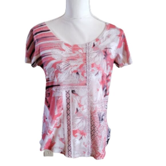 Style & Co Top in Pink with Studded Front Casual Short Sleeved in Size PS - Picture 1 of 4